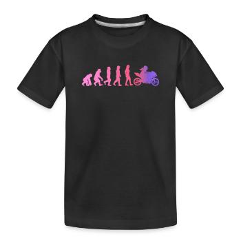 Motorradfahrerin Geschenk Bikerin Evolution - Kinder Premium Bio T-Shirt - Schwarz - Vorne