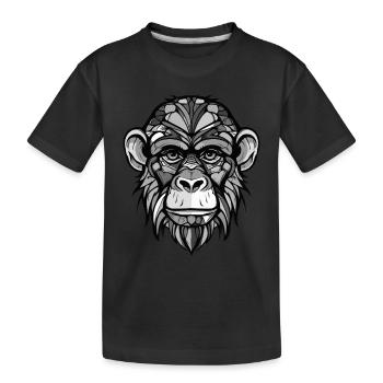 Tête De Singe Portrait Animal - T-shirt bio Premium Enfant - noir - Devant