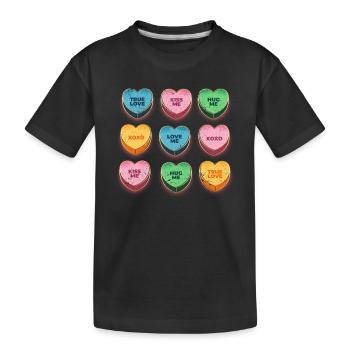 Happy Valentines Day Süßigkeiten Gespräch Herzen - Kinder Premium Bio T-Shirt - Schwarz - Vorne
