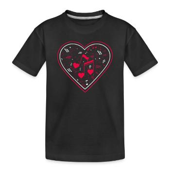Cute Heart Shape Musiknoten Musikliebhaber - Kinder Premium Bio T-Shirt - Schwarz - Vorne