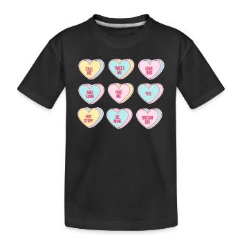 Joyeuse Saint-Valentin Candy Conversation Coeurs - T-shirt bio Premium Enfant - noir - Devant