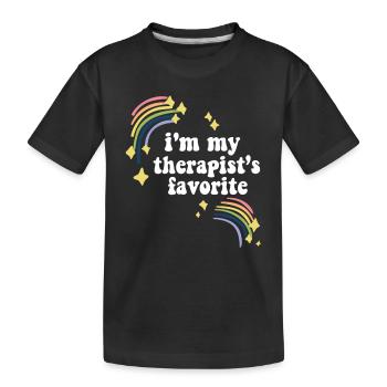 I'm My Therapist's Favorite Mental Wellness - Kids' Premium Organic T-Shirt - black - Front