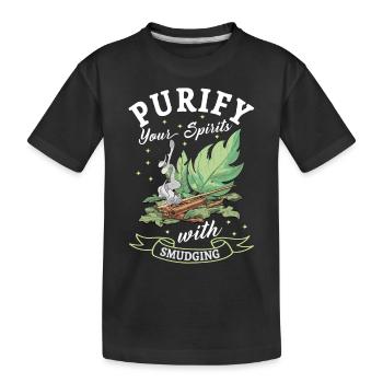 Smudge Sage Feder Spirituelle Hexerei Meditieren - Kinder Premium Bio T-Shirt - Schwarz - Vorne