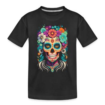 La Catrina design for Día de los Muertos - Kids' Premium Organic T-Shirt - black - Front