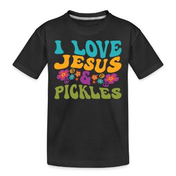 I Love Jesus & Pickles Pickles Lover Groovy - Kinder Premium Bio T-Shirt - Schwarz - Vorne