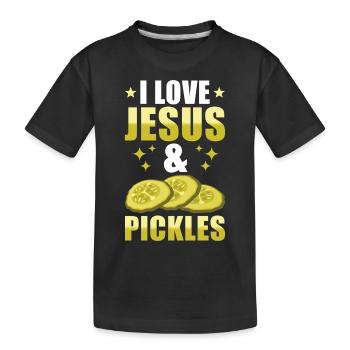 I Love Jesus & Pickles Pickles Lover Groovy - Kinder Premium Bio T-Shirt - Schwarz - Vorne