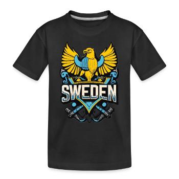 Pride of Sweden - Our Heroic Coat of Arms - Kids' Premium Organic T-Shirt - black - Front