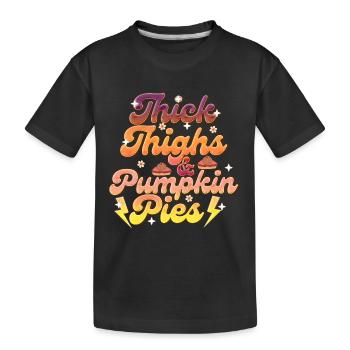 Collants épais Tartes à la citrouille Retro Thanksgiving Femmes - T-shirt bio Premium Enfant - noir - Devant