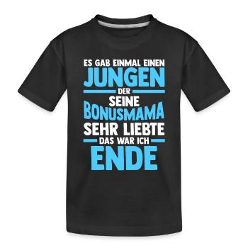 Stiefmutter Stiefmama Bonusmama Stiefsohn - Kinder Premium Bio T-Shirt - Schwarz - Vorne