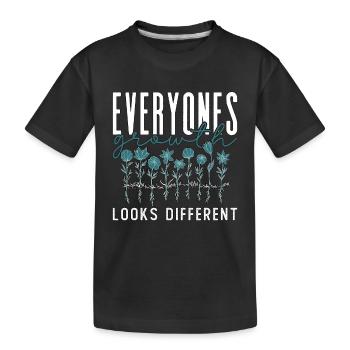 Botany Everyones Growth Looks Different Botanical - Kids' Premium Organic T-Shirt - black - Front