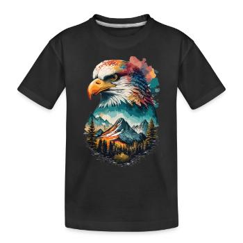 Eagle View: Mountain Landscape and Majesty of the Skies - Kids' Premium Organic T-Shirt - black - Front