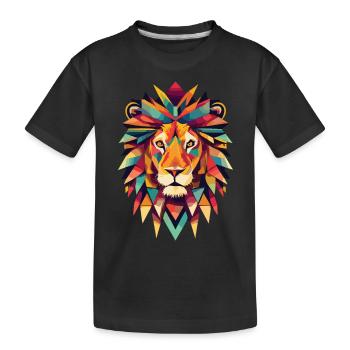 Geometric Lion Head - Kids' Premium Organic T-Shirt - black - Front