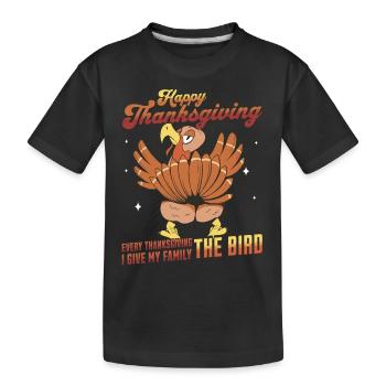 Joyeux Thanksgiving - Donner à l’oiseau drôle de dinde - T-shirt bio Premium Enfant - noir - Devant