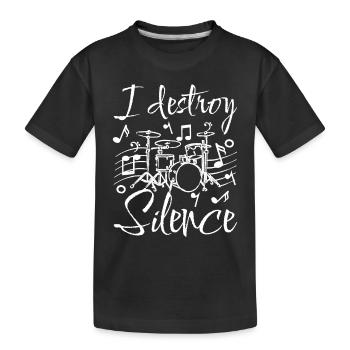 I destroy silence drummer - Kinder Premium Bio T-Shirt - Schwarz - Vorne