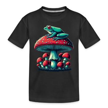 Grenouille mystique et champignon - T-shirt bio Premium Enfant - noir - Devant