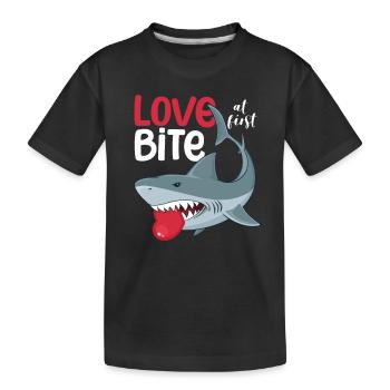 Coup De Foudre À La Première Morsure Requins Drôle - T-shirt bio Premium Enfant - noir - Devant