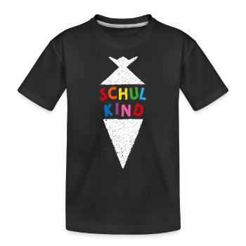 Schulkind Schultüte Schulanfänger Einschulung - Kinder Premium Bio T-Shirt - Schwarz - Vorne