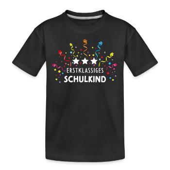 Erstklassiges Schulkind Einschulung Erstklässler - Kinder Premium Bio T-Shirt - Schwarz - Vorne