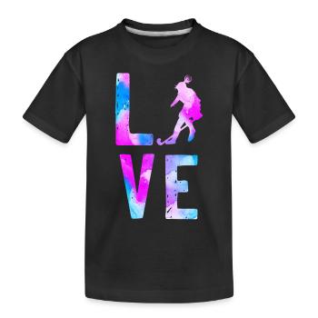 Field Hockey Watercolor Love - Kinder Premium Bio T-Shirt - Schwarz - Vorne