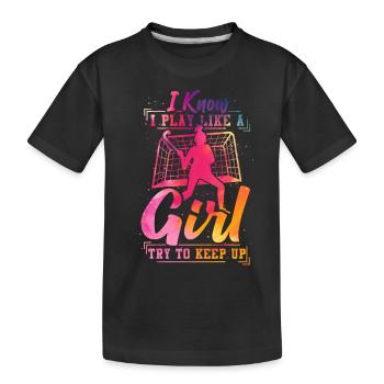 Field Hockey Watercolor I Know I - Kinder Premium Bio T-Shirt - Schwarz - Vorne