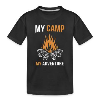 My Camp My Adventure Zelten Glamping Campingplatz - Kinder Premium Bio T-Shirt - Schwarz - Vorne