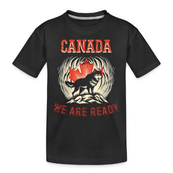 Maple Leaf and Wolf Wilderness of Canada - Kids' Premium Organic T-Shirt - black - Front
