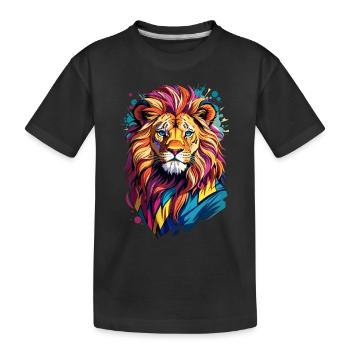 Lion Art animalier I Cool Lion mignon - T-shirt bio Premium Enfant - noir - Devant