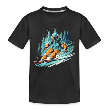 Speed and snow: downhill with the skier - Kids' Premium Organic T-Shirt - black - Front