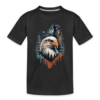 Natur in Perfektion: Adler und Berggipfel vereint - Kinder Premium Bio T-Shirt - Schwarz - Vorne