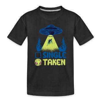 Single oder genommen Lustig Alien UFO Valentinstag - Kinder Premium Bio T-Shirt - Schwarz - Vorne
