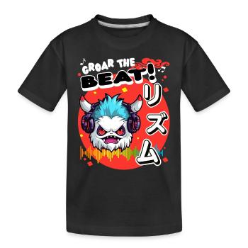 Groar the Beat Kawaii Monster Japanischer Stil - Kinder Premium Bio T-Shirt - Schwarz - Vorne