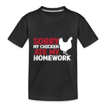 Mon poulet a mangé mes devoirs - T-shirt bio Premium Enfant - noir - Devant