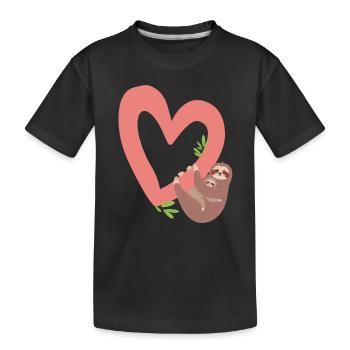 Faultier Valentinstag Faultier Faultier Valentin - Kinder Premium Bio T-Shirt - Schwarz - Vorne