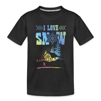 Ich liebe Schnee - Kinder Premium Bio T-Shirt - Schwarz - Vorne