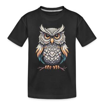 Eule im Doodle-Stil: Geschenk für Eulenliebhaber - Kinder Premium Bio T-Shirt - Schwarz - Vorne
