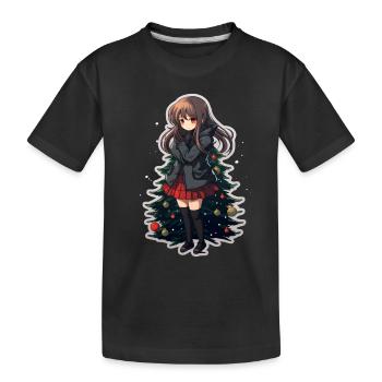 Anime Weihnachts Design zu Weihnachten Sticker - Kinder Premium Bio T-Shirt - Schwarz - Vorne
