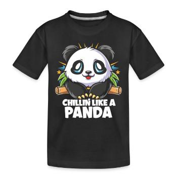 Panda Chill Mode Enabled - Kids' Premium Organic T-Shirt - black - Front