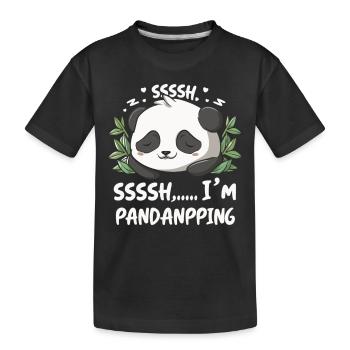 Relaxation with Panda power - Kids' Premium Organic T-Shirt - black - Front