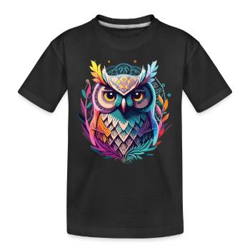 Tribal Eule: Perfektes Geschenk für Eulenfans - Kinder Premium Bio T-Shirt - Schwarz - Vorne