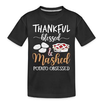 Thankful Potato: Lustiger Thanksgiving Truthahn - Kinder Premium Bio T-Shirt - Schwarz - Vorne