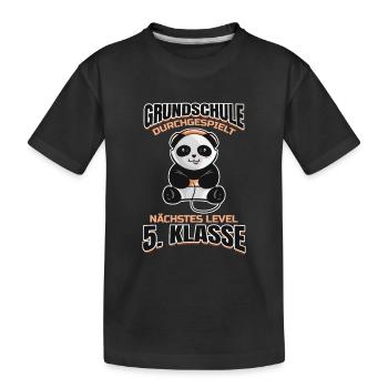 Grundschule Abschluss Panda Gamer Schule 5. - Kinder Premium Bio T-Shirt - Schwarz - Vorne