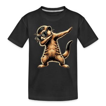 Dabbing Erdmännchen mit Sonnenbrille Cool Erdmännchen - Kinder Premium Bio T-Shirt - Schwarz - Vorne