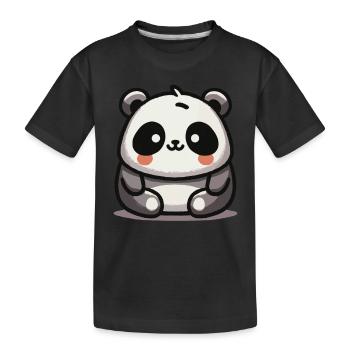 Niedlicher molliger Panda-Cartoon Kawaii Panda - Kinder Premium Bio T-Shirt - Schwarz - Vorne