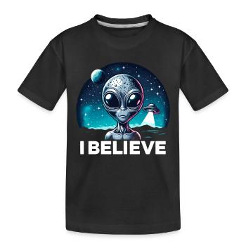 Drôle Alien Alien Croire - T-shirt bio Premium Enfant - noir - Devant