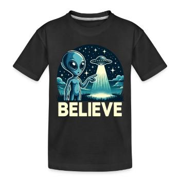 Drôle Alien Alien Croire - T-shirt bio Premium Enfant - noir - Devant