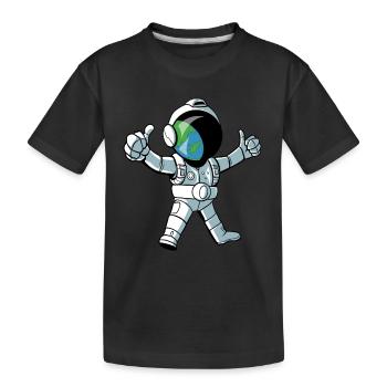 Cartoon Astronaut im Weltraum - Kinder Premium Bio T-Shirt - Schwarz - Vorne