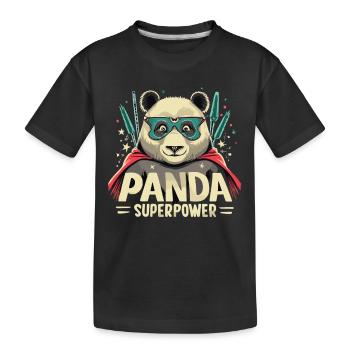 Panda Superhero - Kids' Premium Organic T-Shirt - black - Front