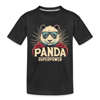 Superpower Panda - Kids' Premium Organic T-Shirt - black - Front