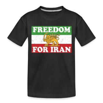 Iranische Löwenflagge FREIHEIT FÜR DEN IRAN Unterstützen Sie Frauen - Kinder Premium Bio T-Shirt - Schwarz - Vorne