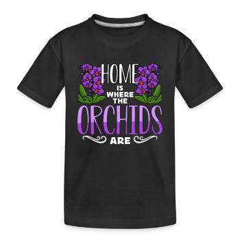La maison des orchidées est l’endroit où les orchidées jardinent - T-shirt bio Premium Enfant - noir - Devant
